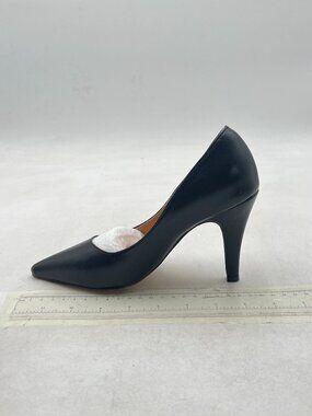 miss left Black Pointed Toe Pumps Slip On Solid Cone Heels Versatile Shoes